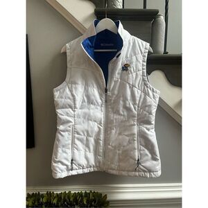 Columbia Kansas Jayhawks Blue & White Reversible Vest sz L EUC